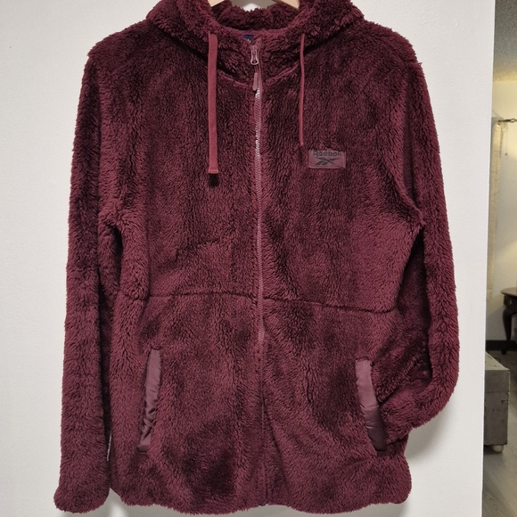 Reebok Tops - Reebok Plush Burgundy Zip-Up Hoodie